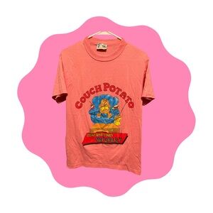 Couch Potato Graphic Tee - Coral and Blue
